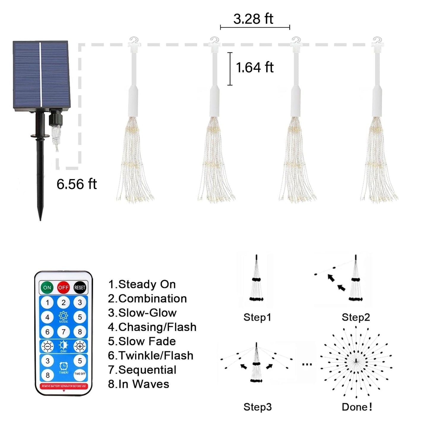 ๐ 4-Pack Solar Fireworks Lights โ 480 LEDs