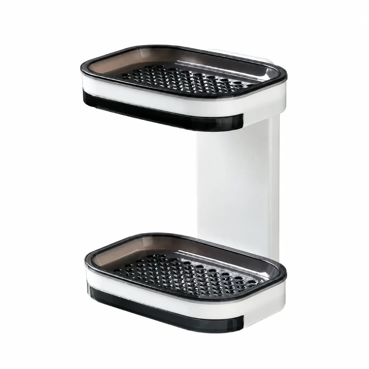 Wall Mounted Double-Layer Soap Dish, No-Drill Self-Draining Bathroom Organizer with Anti-Slip & Drip-Proof Design