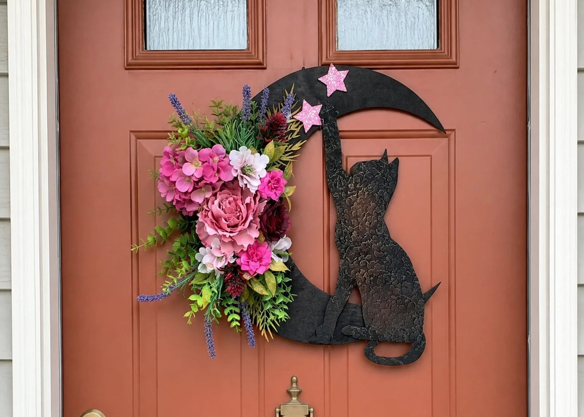 🔥Last Day 49% OFF - 🐈⬛🌙Handmade Halloween Cat Wreath(📦Buy 2 Free Shipping)