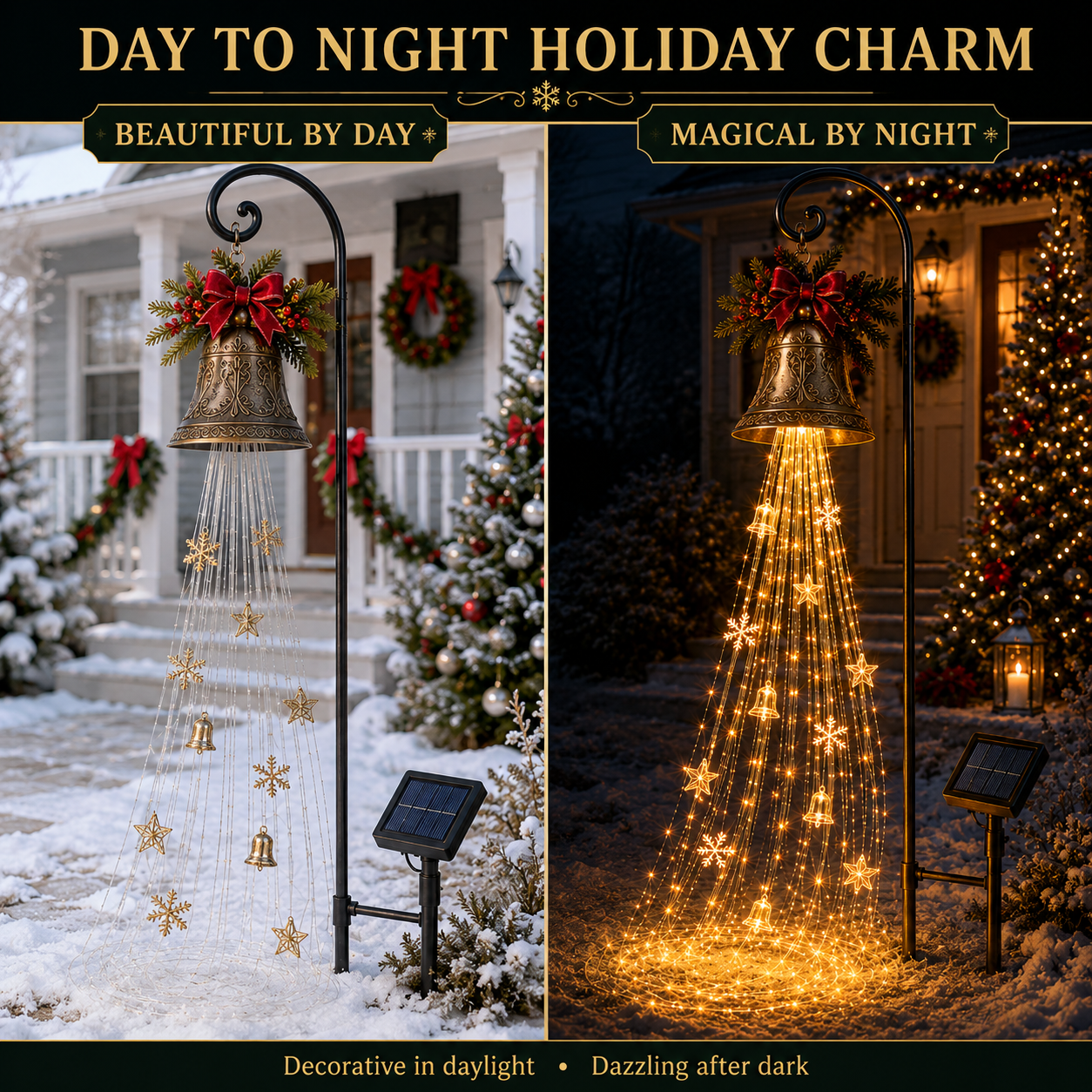 🔥Hot Sale 50% OFF🎄 Christmas Bell Cascade Solar Yard Light✨