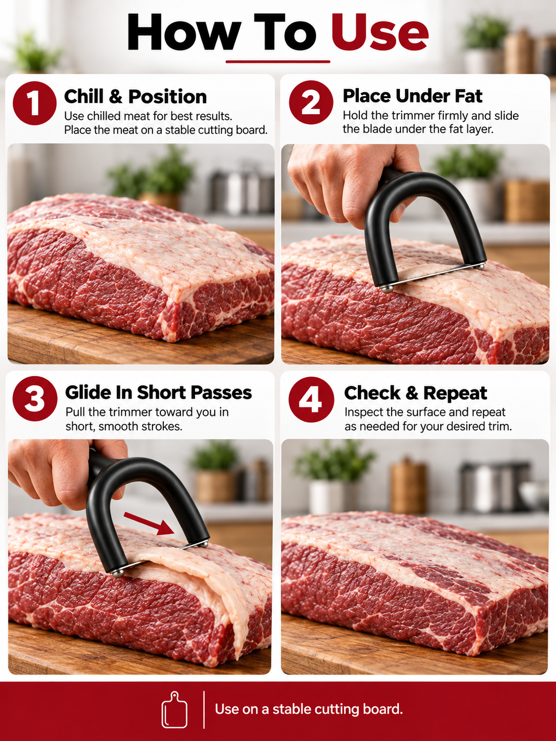 🥩 Handheld Meat Fat Trimmer – Stainless Steel BBQ Prep Tool for Beef & Pork