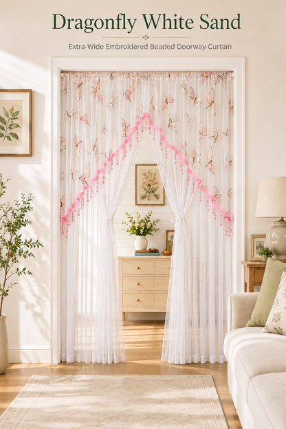 🌸 Extra-Wide Embroidered Beaded Doorway Curtain