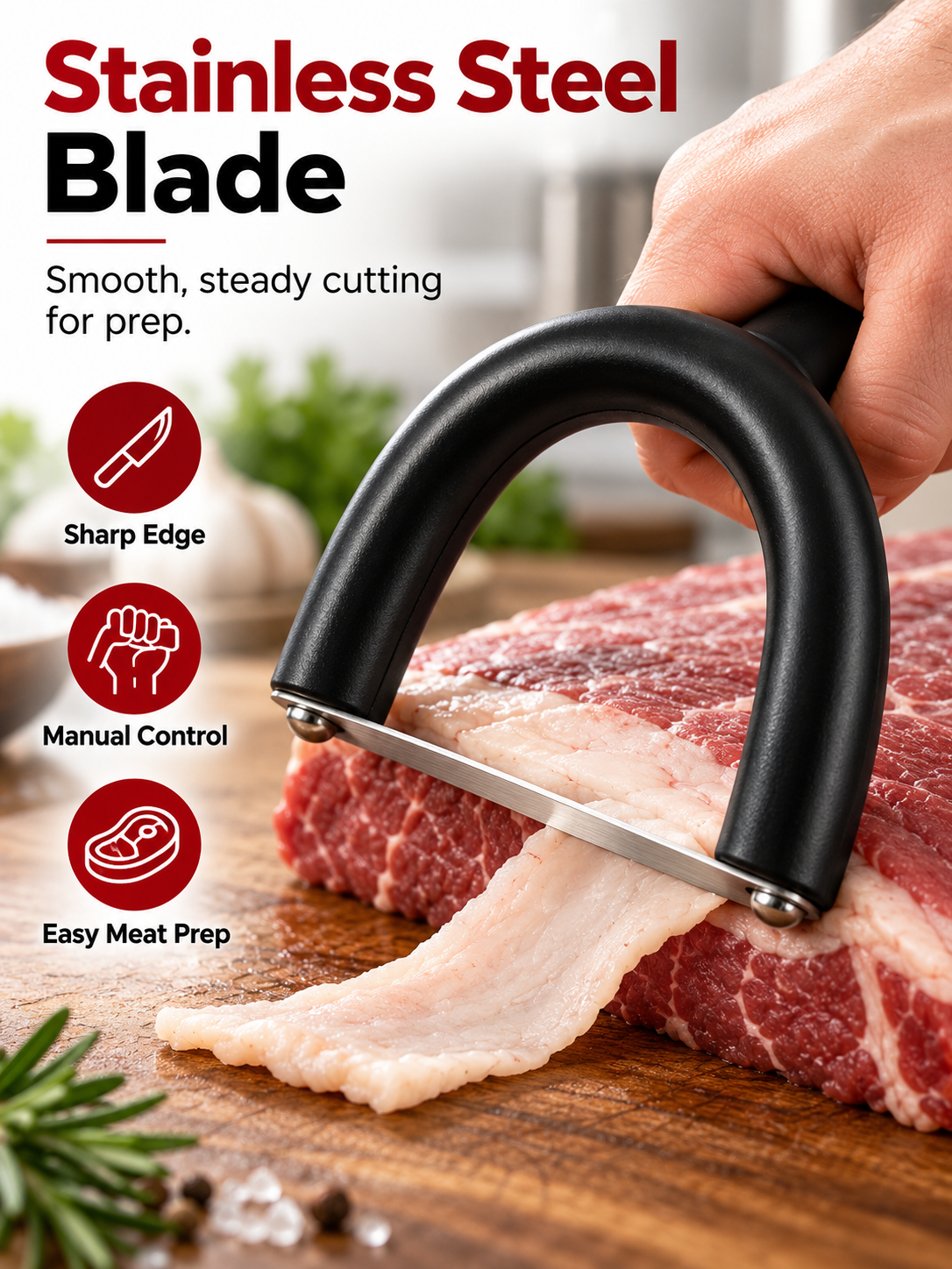 🥩 Handheld Meat Fat Trimmer – Stainless Steel BBQ Prep Tool for Beef & Pork