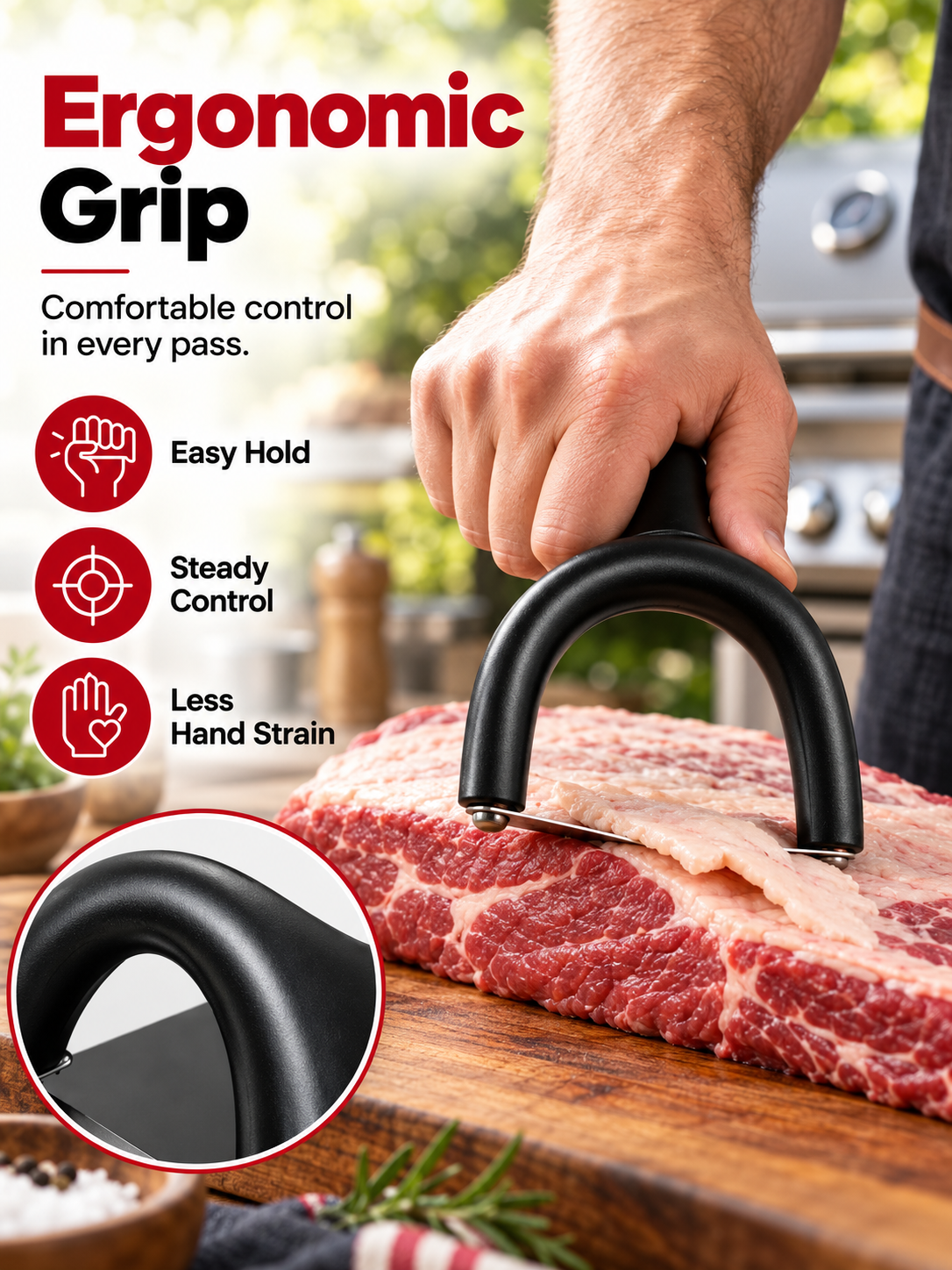 🥩 Handheld Meat Fat Trimmer – Stainless Steel BBQ Prep Tool for Beef & Pork
