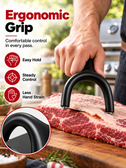 🥩 Handheld Meat Fat Trimmer – Stainless Steel BBQ Prep Tool for Beef & Pork