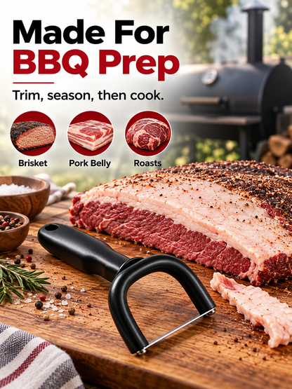 🥩 Handheld Meat Fat Trimmer – Stainless Steel BBQ Prep Tool for Beef & Pork