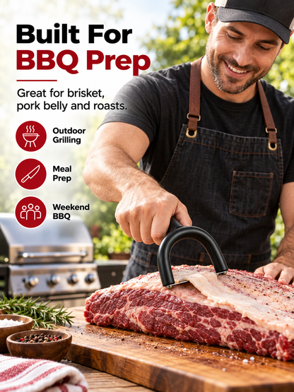 🥩 Handheld Meat Fat Trimmer – Stainless Steel BBQ Prep Tool for Beef & Pork