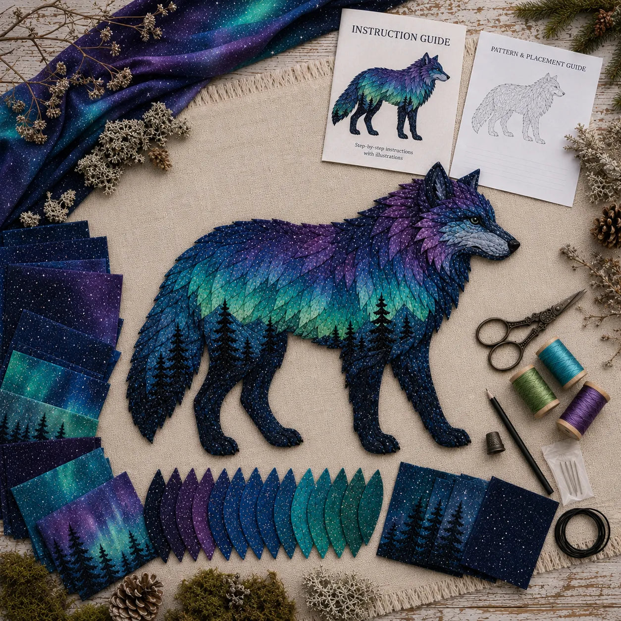 🎁Northern Lights Wildlife DIY Patchwork Kit