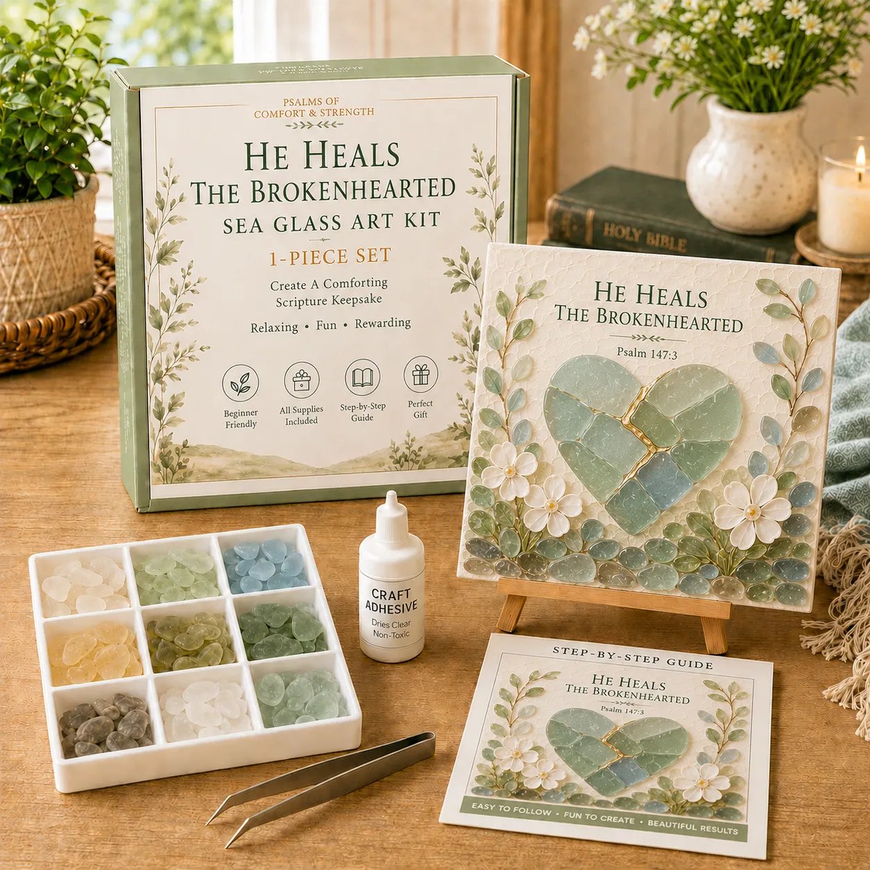 He Heals The Brokenhearted sea glass art kit