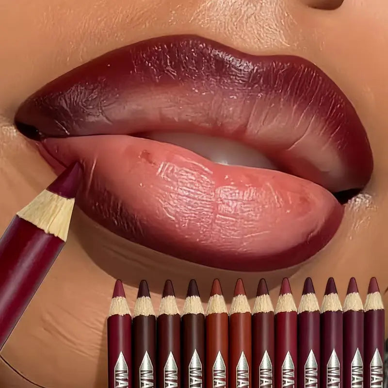 The Black Friday 55% OFF 💋 12-Piece Matte Lip Liner Set — Waterproof & Smudge-Proof ✨