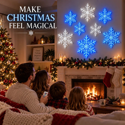 ❄️ 3D LED Snowflake Wall Lights – Remote Control Christmas Décor with Blue & White Glow for Cozy Indoor Holiday Nights✨