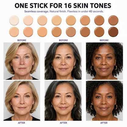 💖✨ Changing Foundation Stick for Mature Skin – Natural Glow, Tone-Adapting Coverage & Built-In Brush