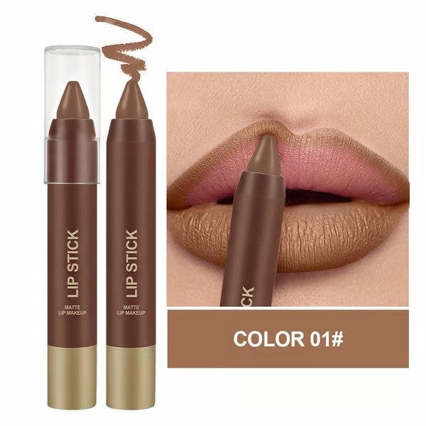 6Pcs/set Mauve Matte Brown Lip Liner and Lipstick Combo Set Kit