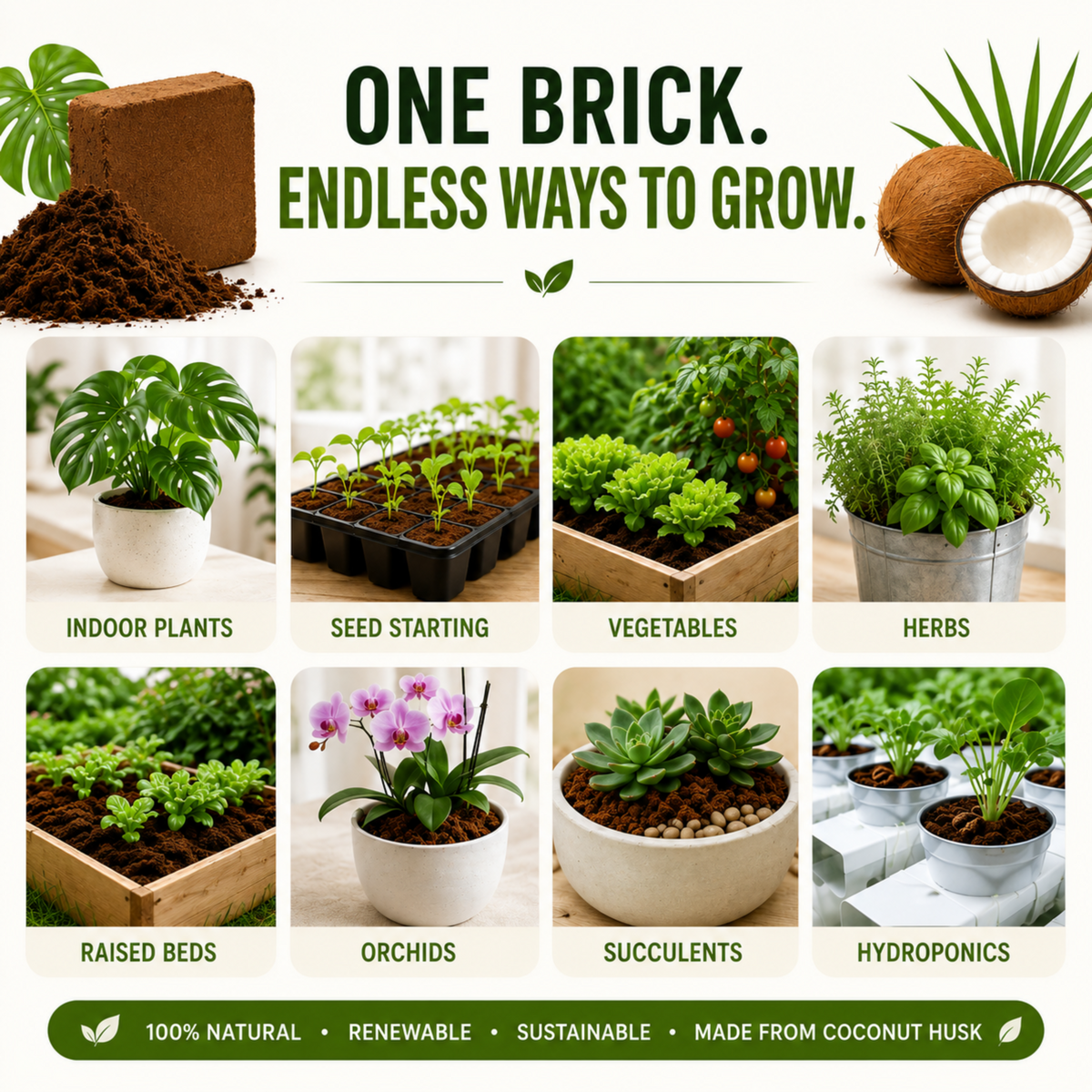 Premium Coco Coir Bricks for Plants
