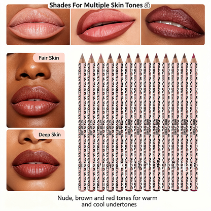 Full 12‑Color Lip Liner Set – Matte High Pigment, Long‑Lasting Non‑Fading 💋