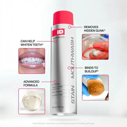 iD Stain Whitening Mouthwash for White Teeth, Freshens Breath