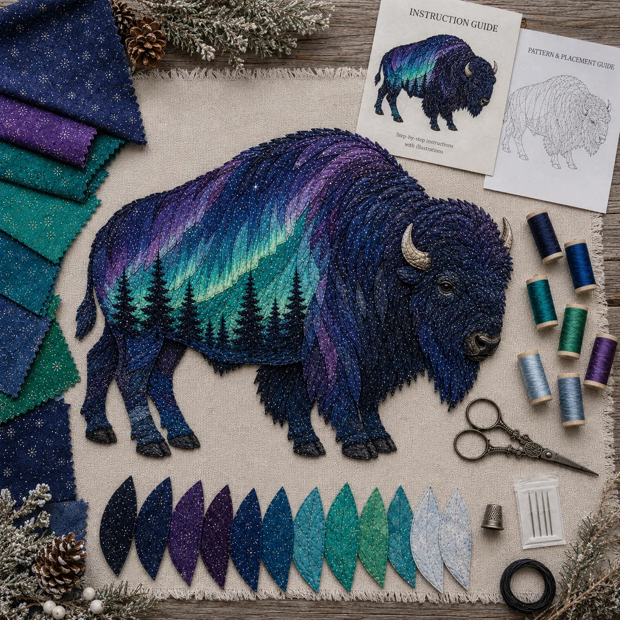 🎁Northern Lights Wildlife DIY Patchwork Kit
