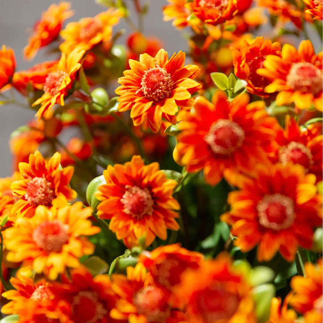 🌼Welcome autumn- Artificial Outdoor Sunset Mums Flowers - UV resistant, Waterproof, Windproof