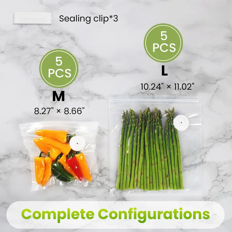 Vacuum sealer reusable bag sizes