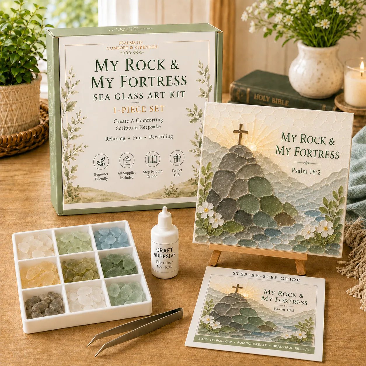 My Rock and My Fortress sea glass art kit