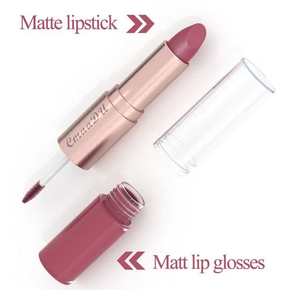 💄 2-in-1 Dual-Ended Lip Set – Matte Color & Glossy Shine, 3-Piece Set