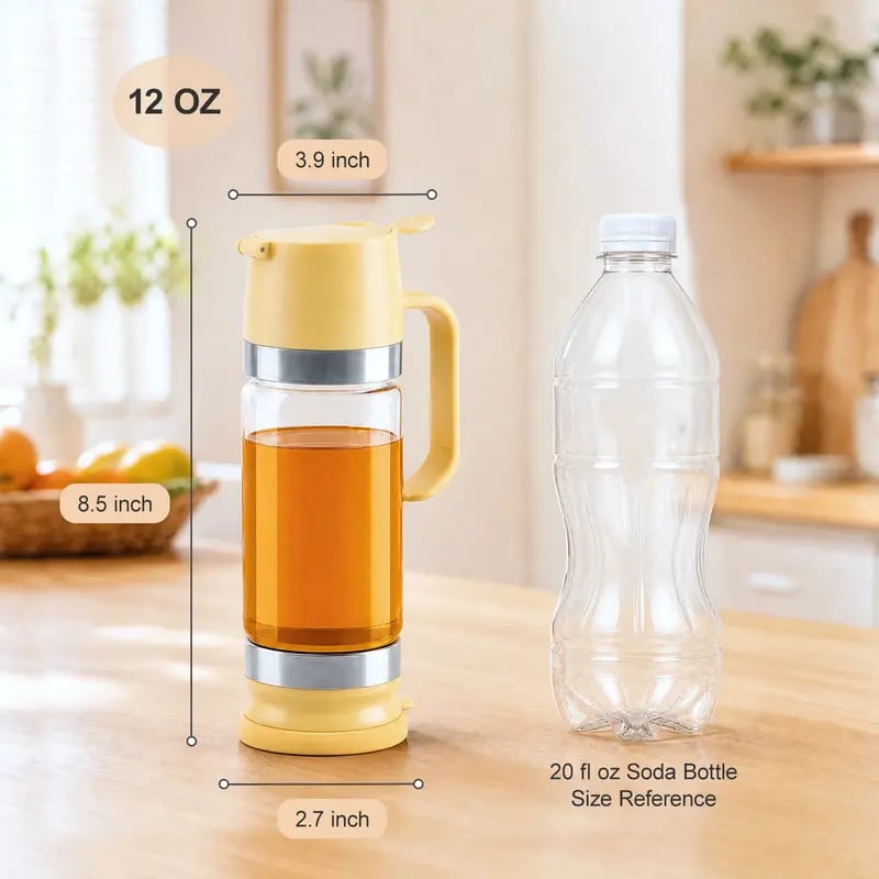 🍯 No-Drip Honey & Syrup Dispenser – Press-to-Pour Glass Jar with Handle