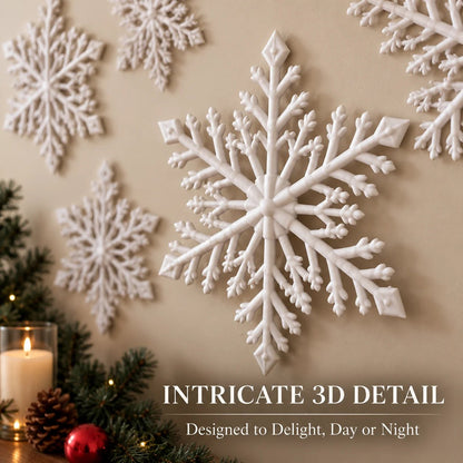 ❄️ 3D LED Snowflake Wall Lights – Remote Control Christmas Décor with Blue & White Glow for Cozy Indoor Holiday Nights✨
