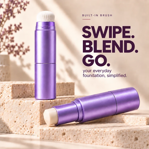💖✨ Changing Foundation Stick for Mature Skin – Natural Glow, Tone-Adapting Coverage & Built-In Brush