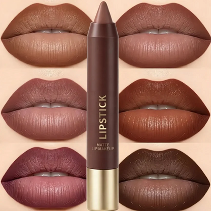 🍫 6-Color Matte Chocolate Lipstick Set – Rich, Long-Lasting Color