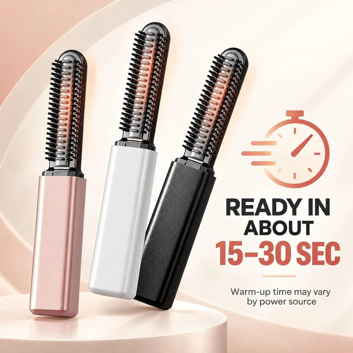 Mini Cordless Hair Straightener Brush, USB Rechargeable Compact Ceramic Heated Bang Comb for Short Hair, Roots and Travel Touch-Ups