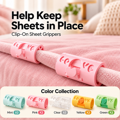 Adjustable Bed Sheet Clips — Heart-Lock Grippers to Help Keep Sheets in Place