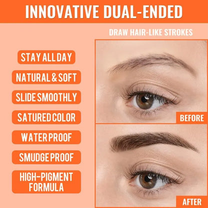 🎉2-in-1 4D Eyebrow Pencil ✅Natural Brow Makeup and Eyelash Line