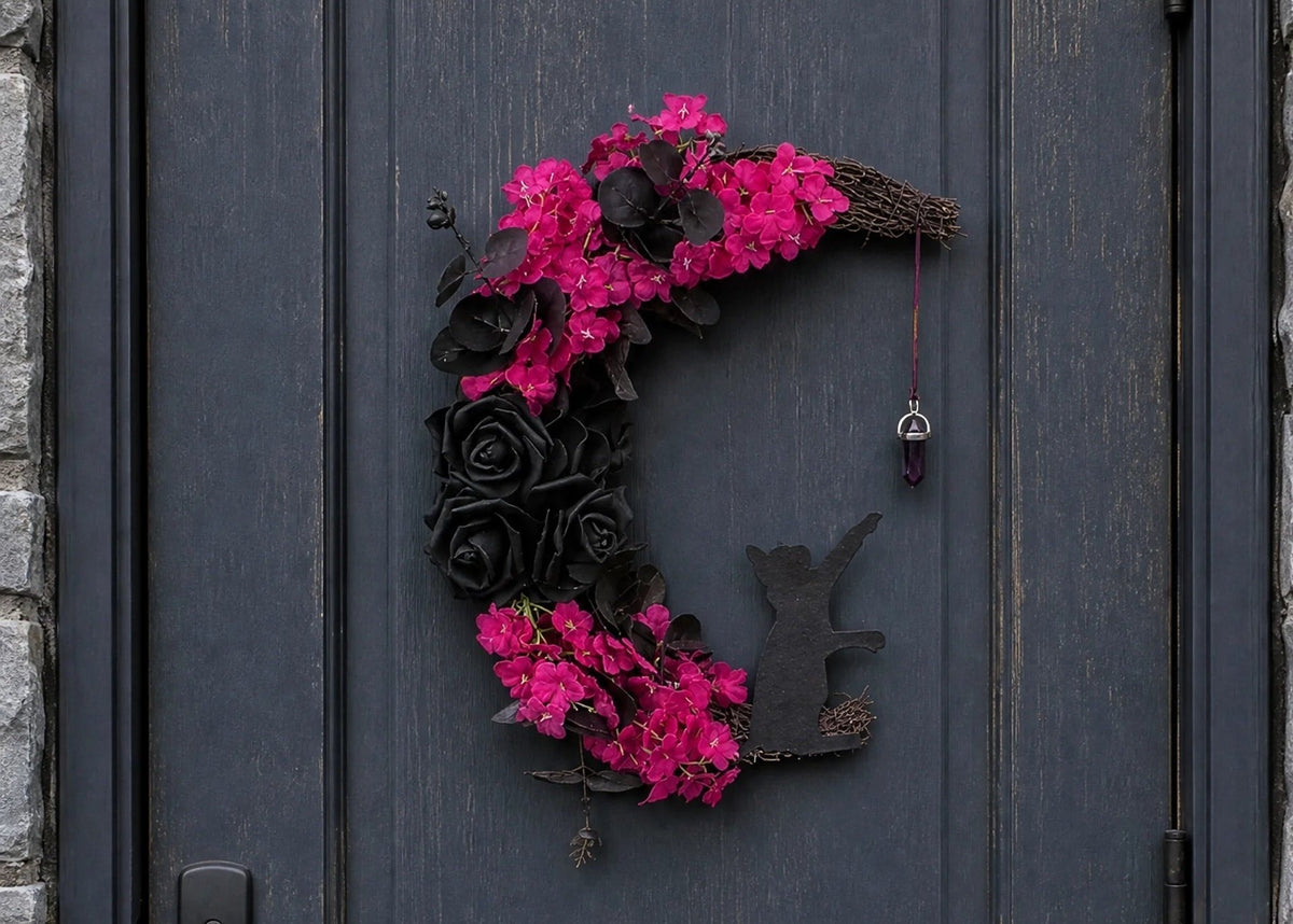 🔥Last Day 49% OFF - 🐈‍⬛🌙Handmade Halloween Cat Wreath(📦Buy 2 Free Shipping)