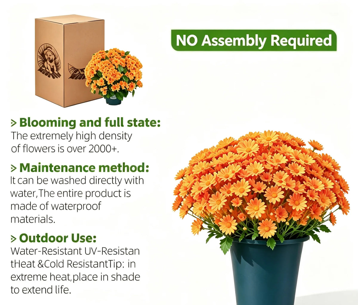 🌼Welcome autumn- Artificial Outdoor Sunset Mums Flowers - UV resistant, Waterproof, Windproof