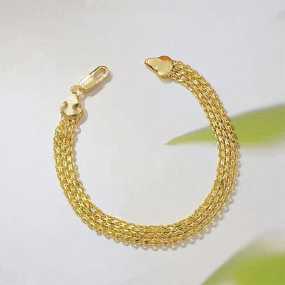 ✨ 14K Gold-Plated Wide Woven Mesh Bracelet – Elegant, Shiny & Timeless