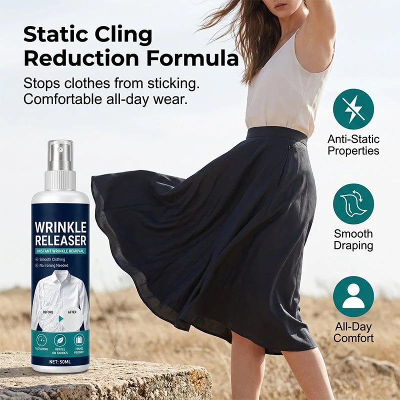 🔥 Instant Wrinkle Release Spray – No Iron Needed, 100ml Travel-Friendly Fabric Refresher