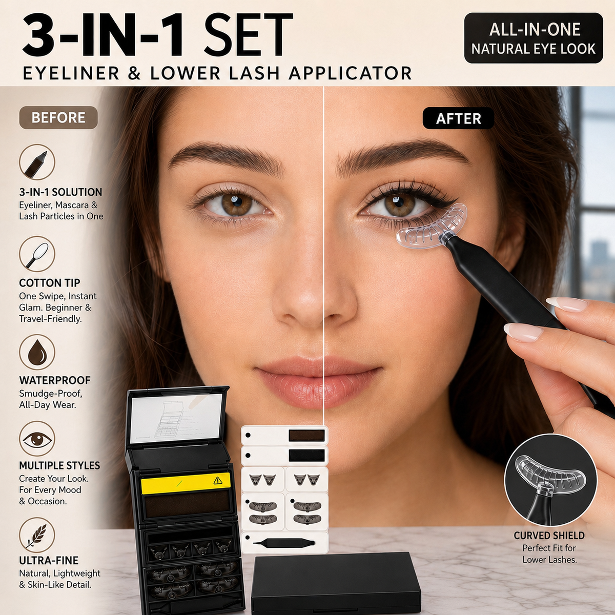 🥳BUY 1 GET 1 FREE💋50K+ SOLD!🔥 50% OFF! 3-in-1 Kit: Eyeliner and Lower Lash Stamp