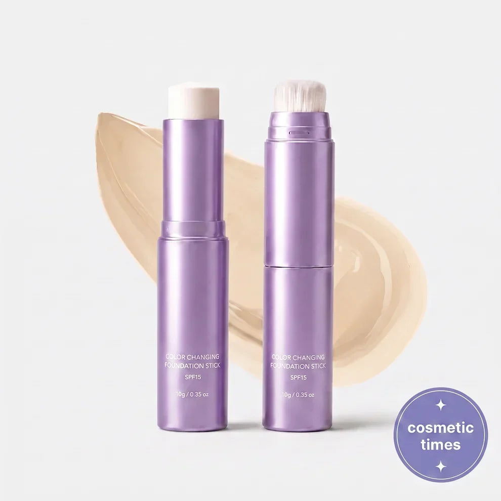 💖✨ Changing Foundation Stick for Mature Skin – Natural Glow, Tone-Adapting Coverage & Built-In Brush
