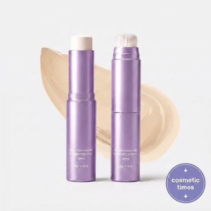 💖✨ Changing Foundation Stick for Mature Skin – Natural Glow, Tone-Adapting Coverage & Built-In Brush