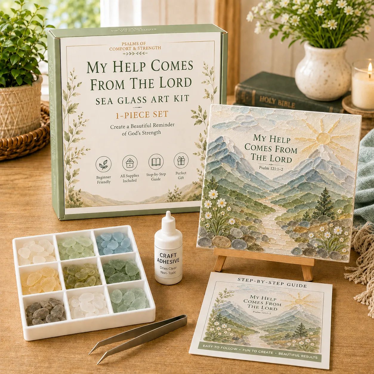 My Help Comes From The Lord sea glass art kit