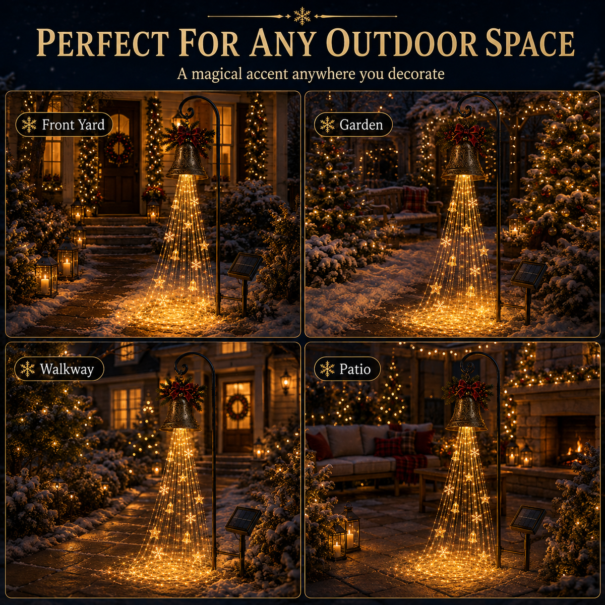 🔥Hot Sale 50% OFF🎄 Christmas Bell Cascade Solar Yard Light✨