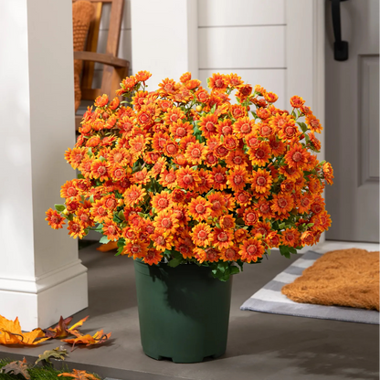 🌼Welcome autumn- Artificial Outdoor Sunset Mums Flowers - UV resistant, Waterproof, Windproof
