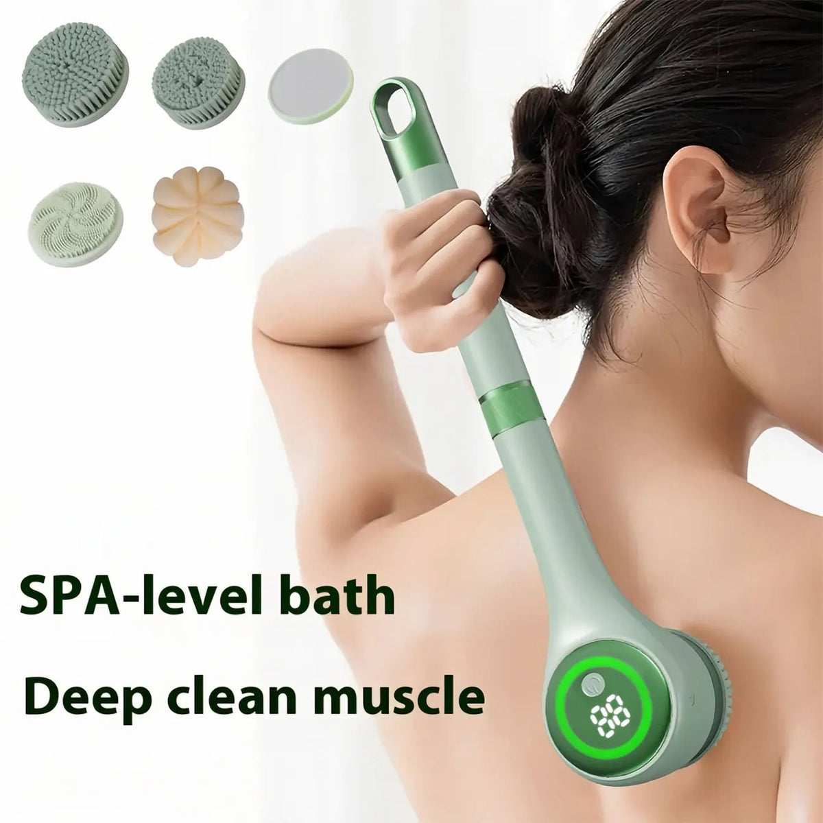 Rechargeable Motorized Electric Shower Back Scrubber - Green