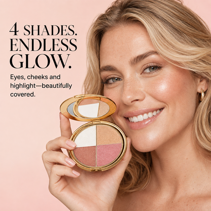 ✨ 4-in-1 Glow Makeup Palette – Highlight, Bronzer, Blush & Eyeshadow in One Compact
