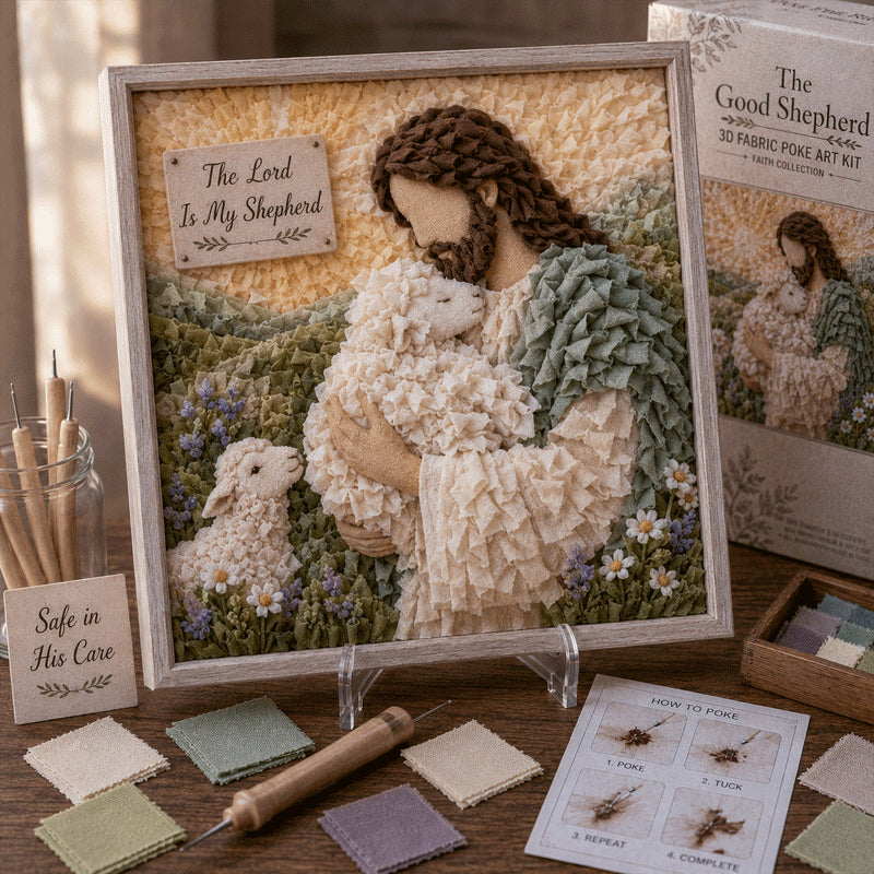 The Good Shepherd 3D fabric poke art