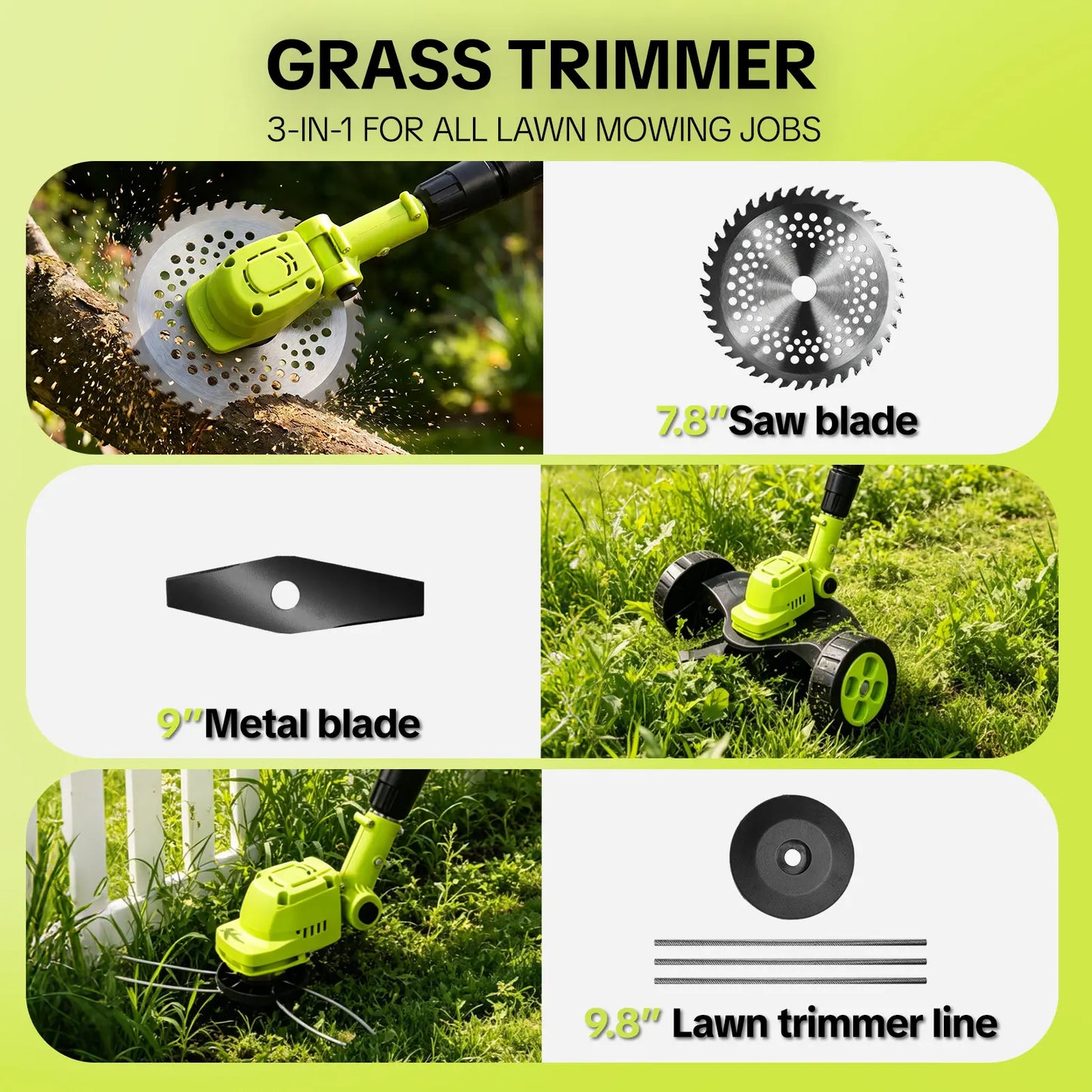 🌿40% OFF TODAY⚡ 3-in-1 Cordless Grass Trimmer（Free shipping）