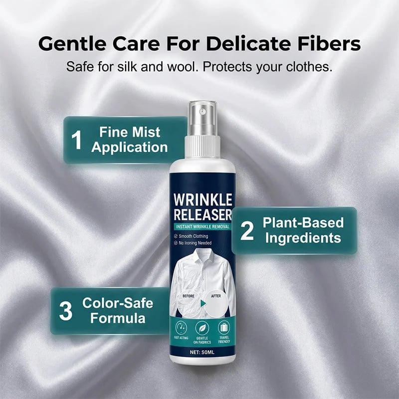 🔥 Instant Wrinkle Release Spray – No Iron Needed, 100ml Travel-Friendly Fabric Refresher