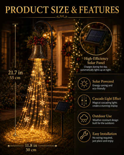 🔥Hot Sale 50% OFF🎄 Christmas Bell Cascade Solar Yard Light✨