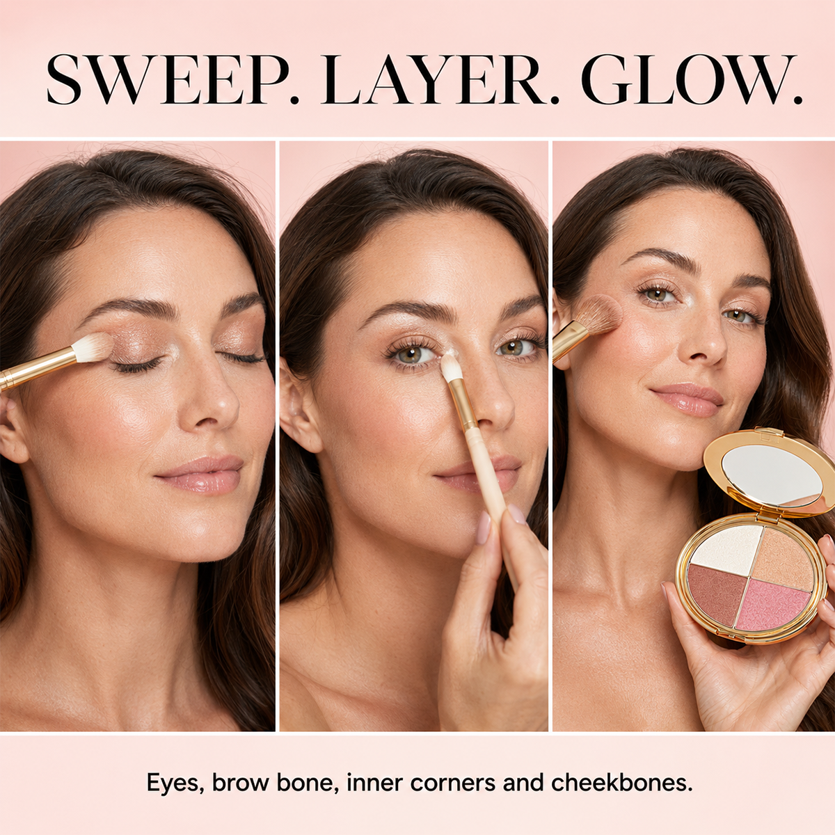 ✨ 4-in-1 Glow Makeup Palette – Highlight, Bronzer, Blush & Eyeshadow in One Compact