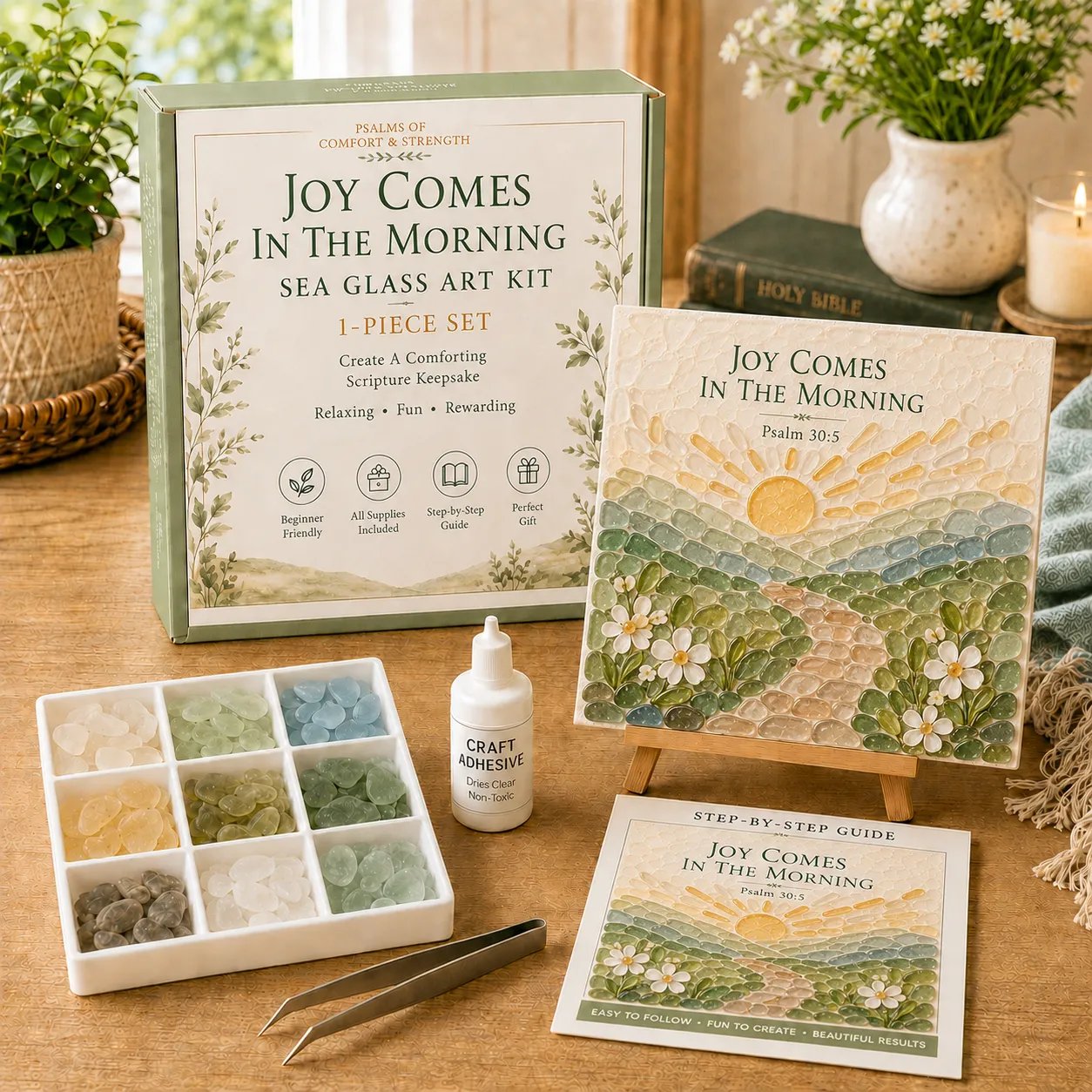 Joy Comes In The Morning sea glass art kit